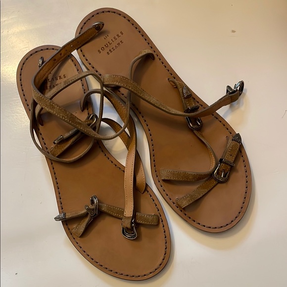 Sezane Brown Low Roxanne Sandals with Ankle Strap Size 38 - Picture 6 of 6